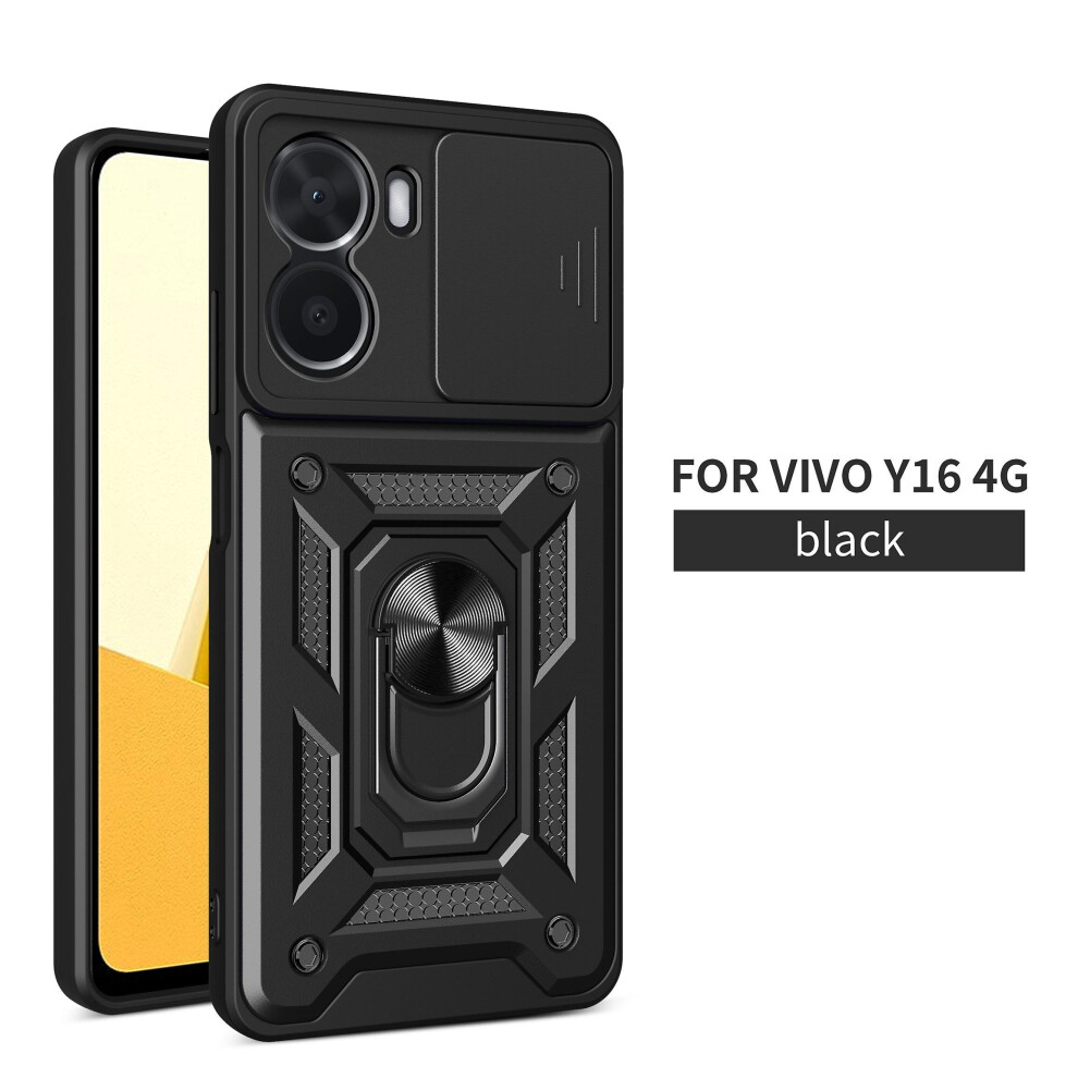 Magnetic Phone Case Compatible Vivo V16 4G, Slide Camera Lens Protection And Built In 360 Rotatable Ring Holder: Black 3748264226022