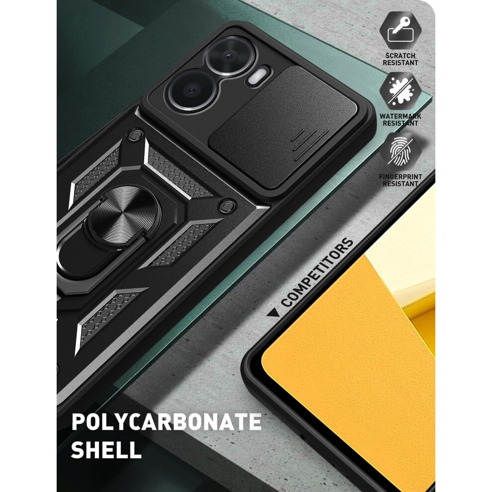 Magnetic Phone Case Compatible Vivo V16 4G, Slide Camera Lens Protection And Built In 360 Rotatable Ring Holder: Silver 3748264226084