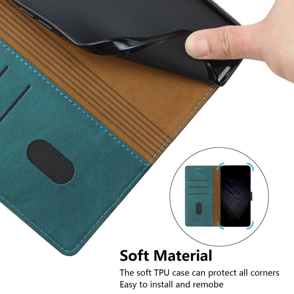 Leather Magnetic Clasp Case With Flip Wallet Stand Function Cover Compatible Samsung Note 20: Green 3748264225926