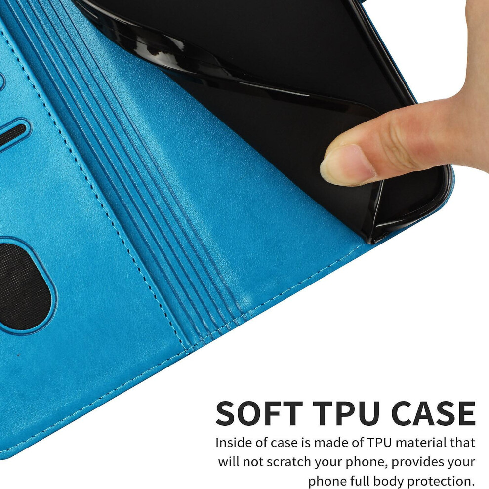 Compatible Oppo A17 4G /A17k Wallet Case,3 Credit Card Slot Id Card Holder,Pu Leather Flip Case: Blue 8375701227219