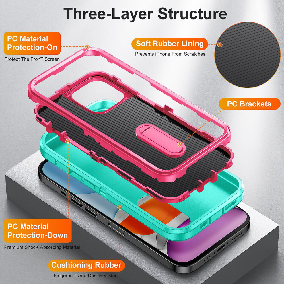 Shockproof Protective Iphone 11 With Stand:green And Pink 3403292163908
