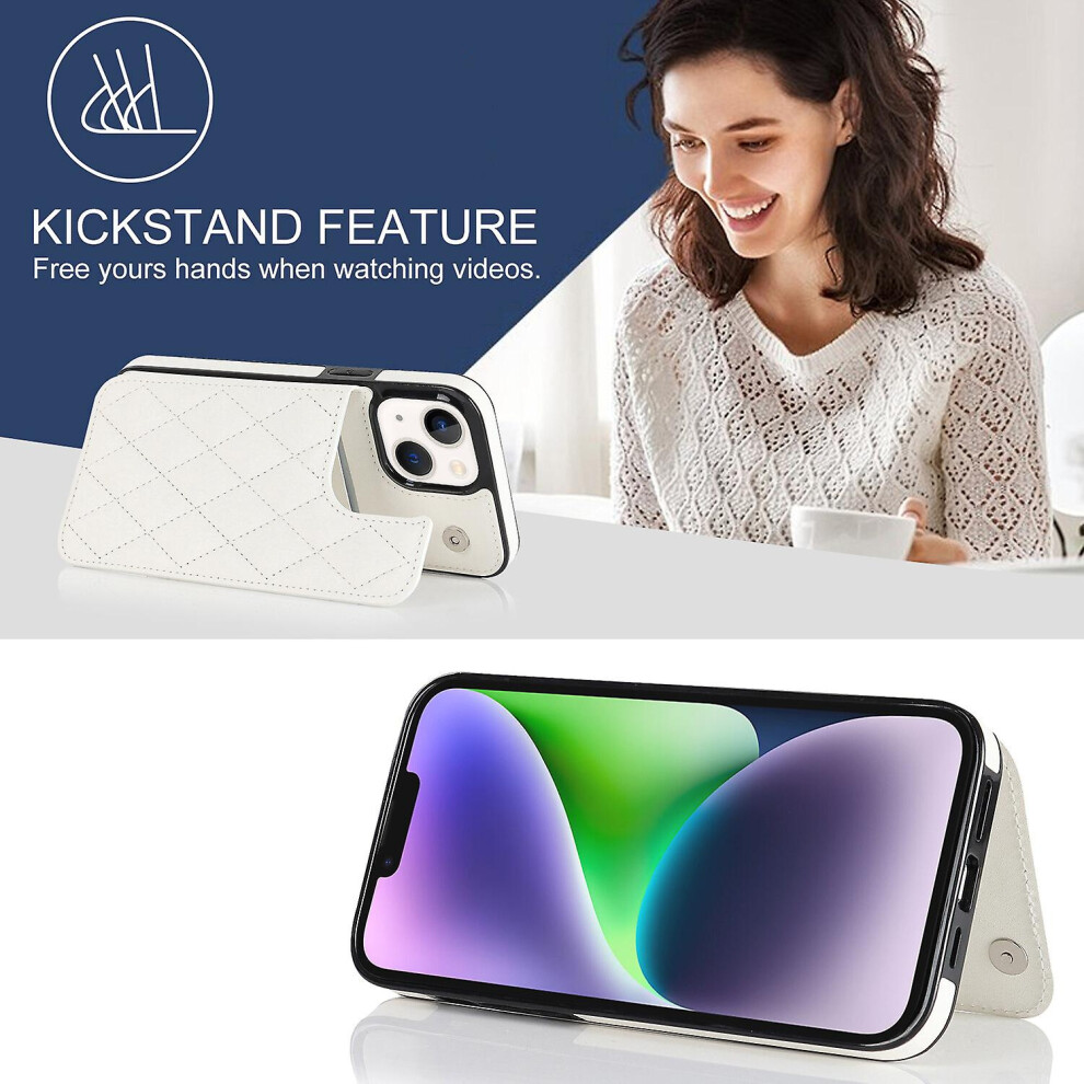 Iphone 13 Mini Case, Pu Leather Flip Cover Magnetic Closure Wallet Card Slots Stand Case: White 4327429424412