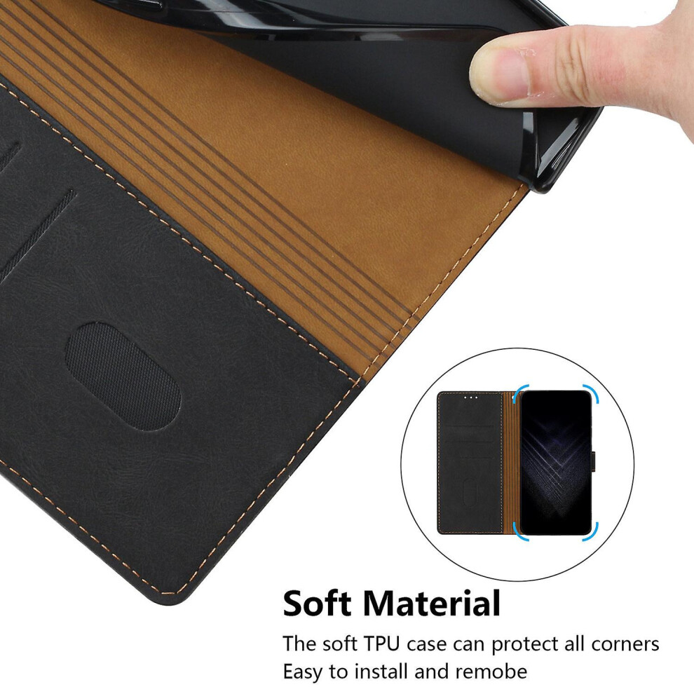 Leather Magnetic Clasp Case With Flip Wallet Stand Function Cover Compatible Samsung S20plus: Black 3592637369911