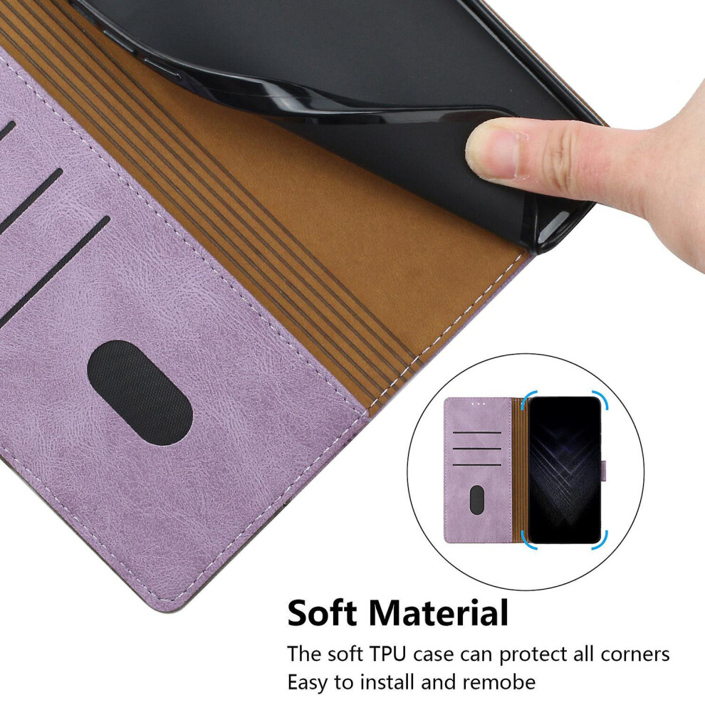 Leather Magnetic Clasp Case With Flip Wallet Stand Function Cover Compatible Samsung Note 20: Purple 3748264225933