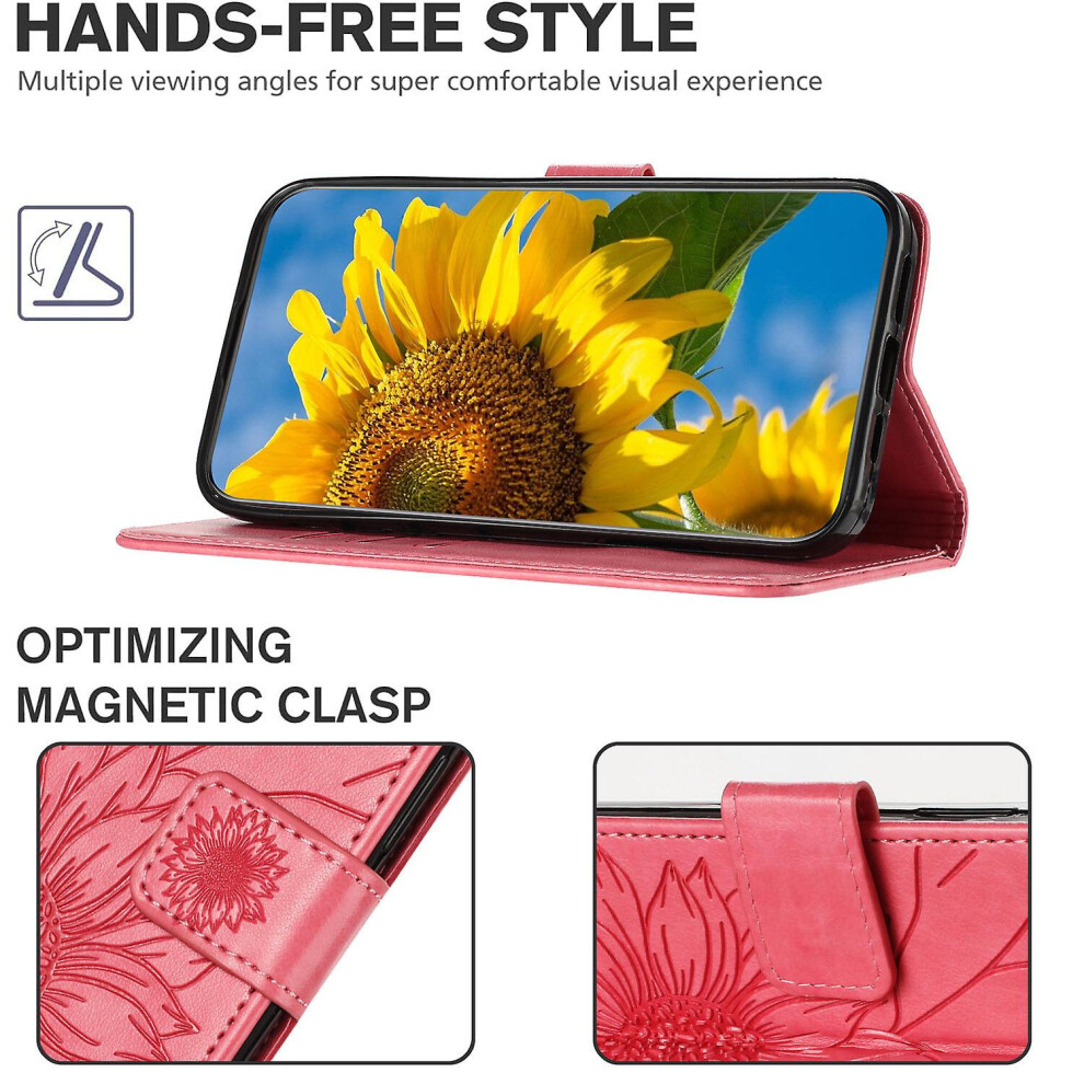 Compatible Oppo A17 4G /A17k Wallet Case,3 Credit Card Slot Id Card Holder,Pu Leather Flip Case:rose Red 8375701227271