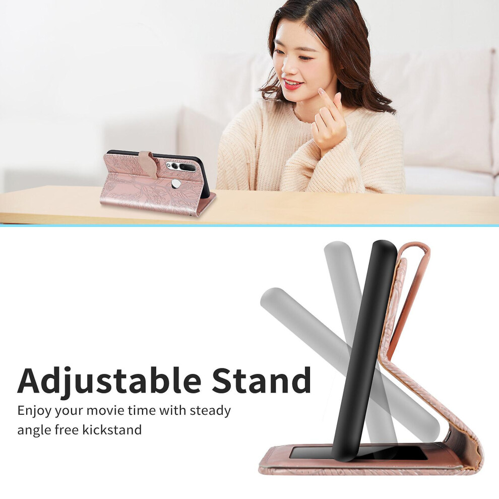 Compatible Huawei P Smart Z Wallet Case,2 Credit Card Slot Id Card Holder,Pu Leather Flip Case With Strap - Rose Gold 8323175321049