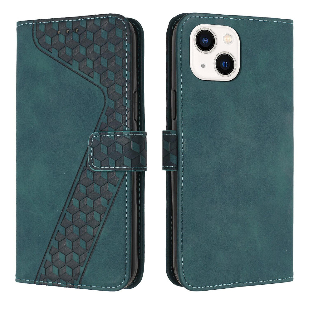 Iphone13 Mini Case, Pu Leather Flip Cover Magnetic Clasp Design Wallet Card Slots Stand Case: Green 8291303215839