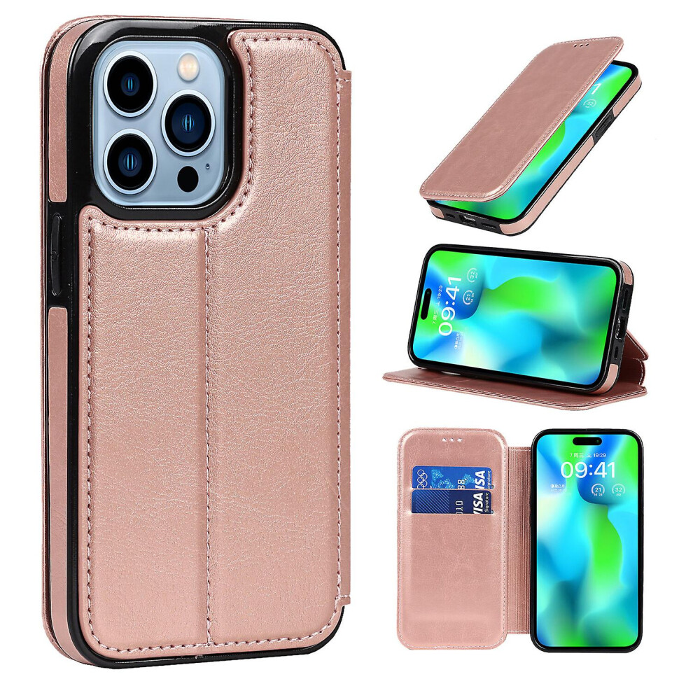 Iphone 14 Pro Case Leather Wallet Flip Phone Case: Pink 8291303215907