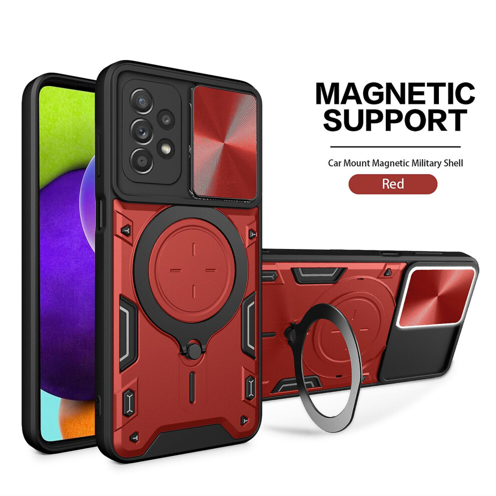 Magnetic Phone Case Compatible Samsung A03 164, Slide Camera Lens Protection And Built In 360 Rotatable Ring Holder:samsung A54 5G- Red 8224430420999
