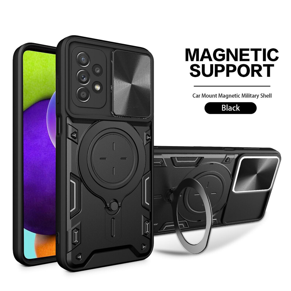 Magnetic Phone Case Compatible Samsung A03 164, Slide Camera Lens Protection And Built In 360 Rotatable Ring Holder:samsung A03 164- Black 8224430420920