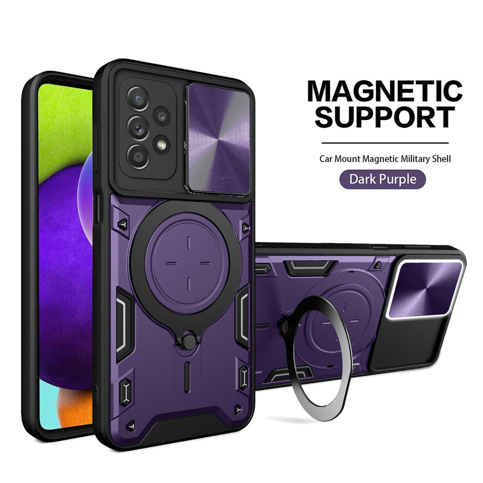 Magnetic Phone Case Compatible Samsung A03 164, Slide Camera Lens Protection And Built In 360 Rotatable Ring Holder:samsung A03 164- Purple 8224430420968