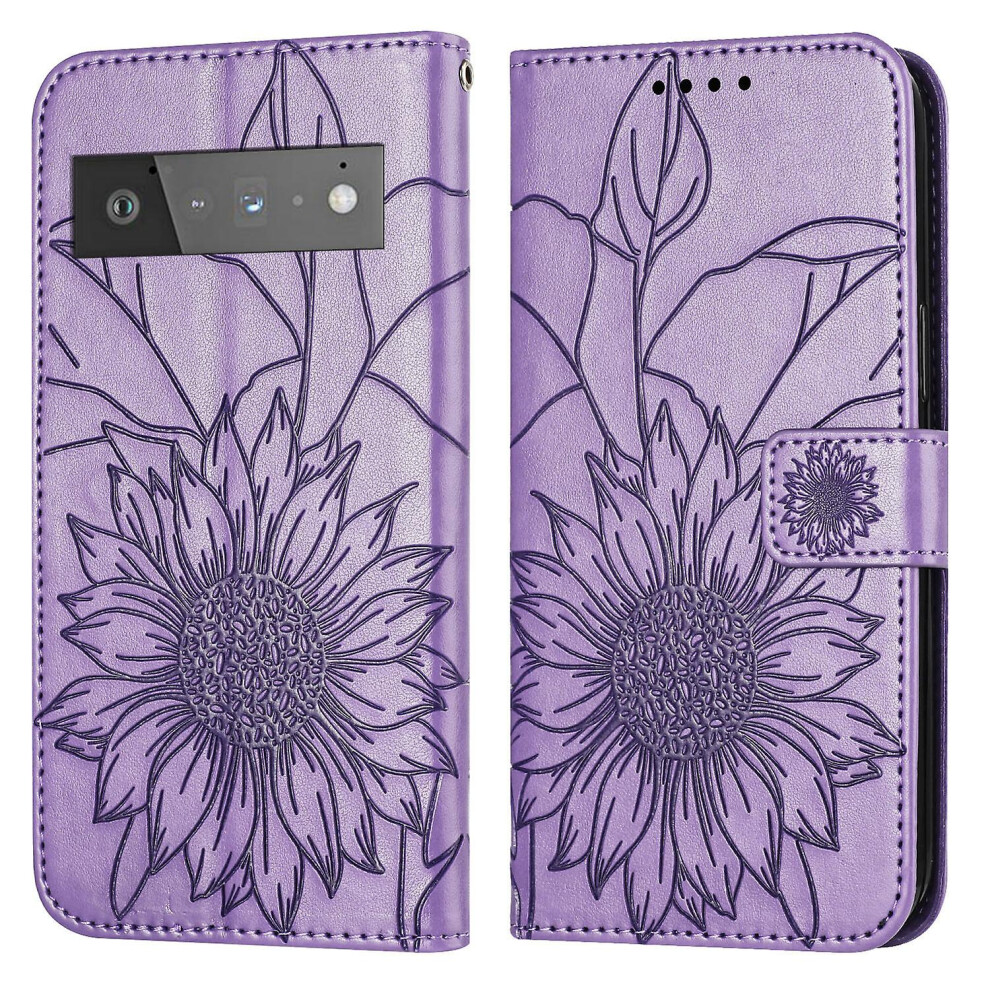 Compatible Google Pixel 6 Pro Wallet Case,3 Credit Card Slot Id Card Holder,Pu Leather Flip Case:light Purple 7306622294784