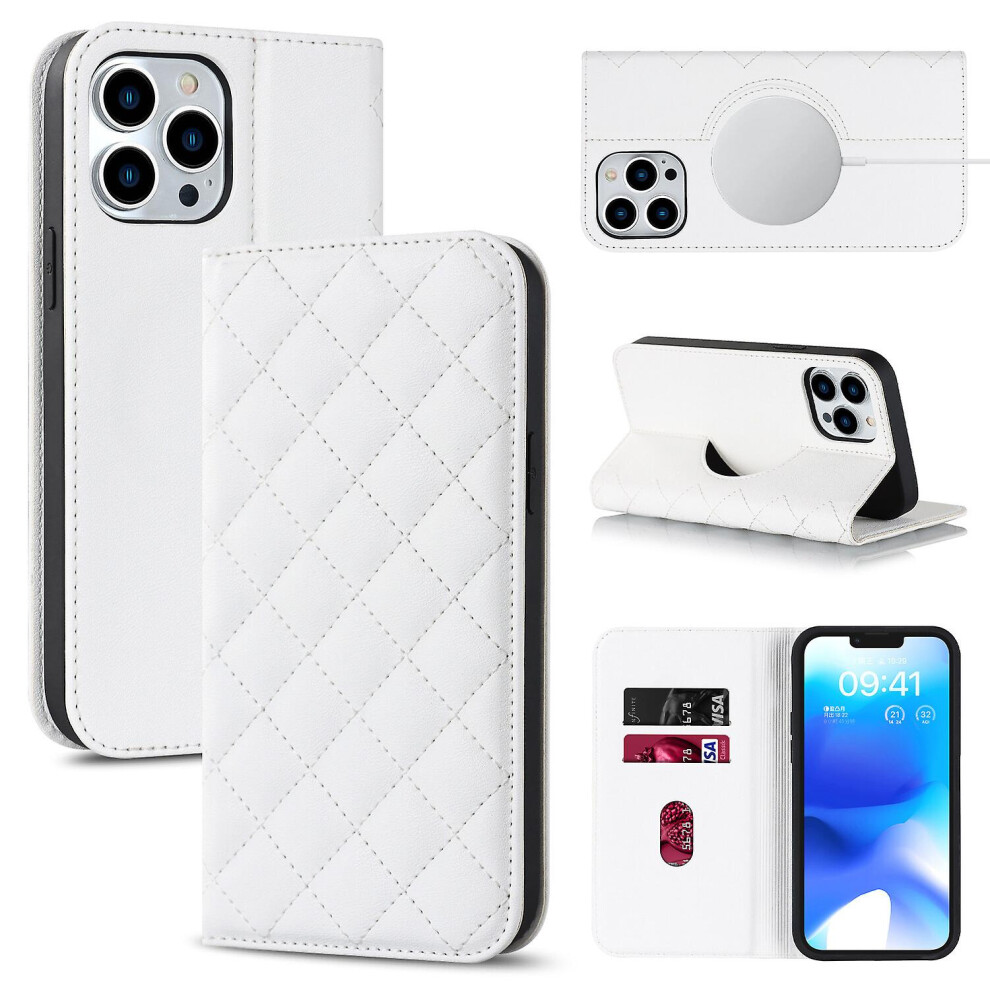Compatible Iphone 13 Pro Max Case Leather Wallet Flip Phone Case With Magsafe: White 4553314204467