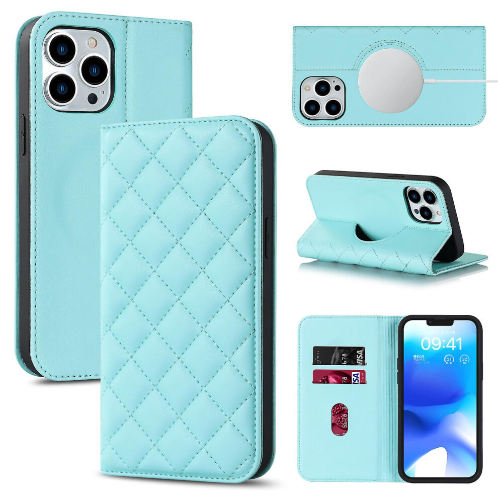 Compatible Iphone 13 Pro Max Case Leather Wallet Flip Phone Case With Magsafe: Green 4106343414866