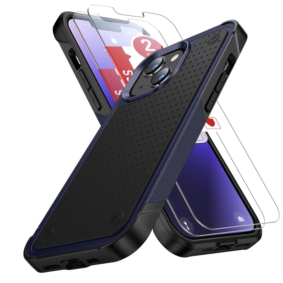 Fashion And Simple Phone Case Compatible Iphone 14 Plus:black And Blue 3662543126943