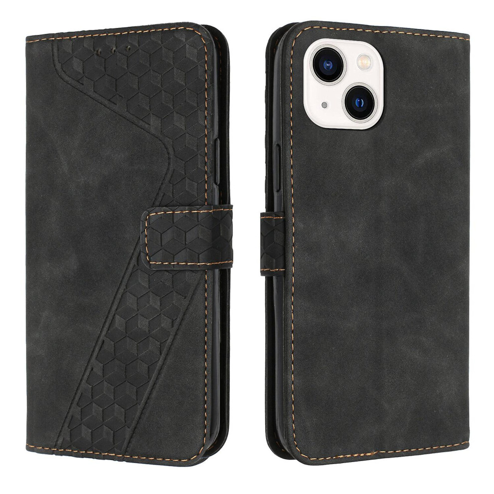 Iphone 15 Case, Pu Leather Flip Cover Magnetic Clasp Design Wallet Card Slots Stand Case: Black 8337038350732