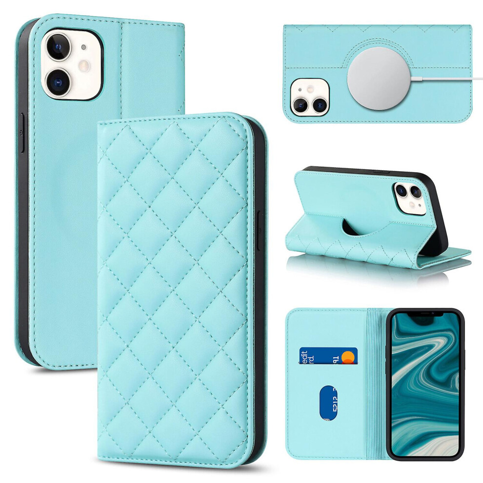 Compatible Iphone 12 Case Leather Wallet Flip Phone Case With Magsafe: Green 3333213184265