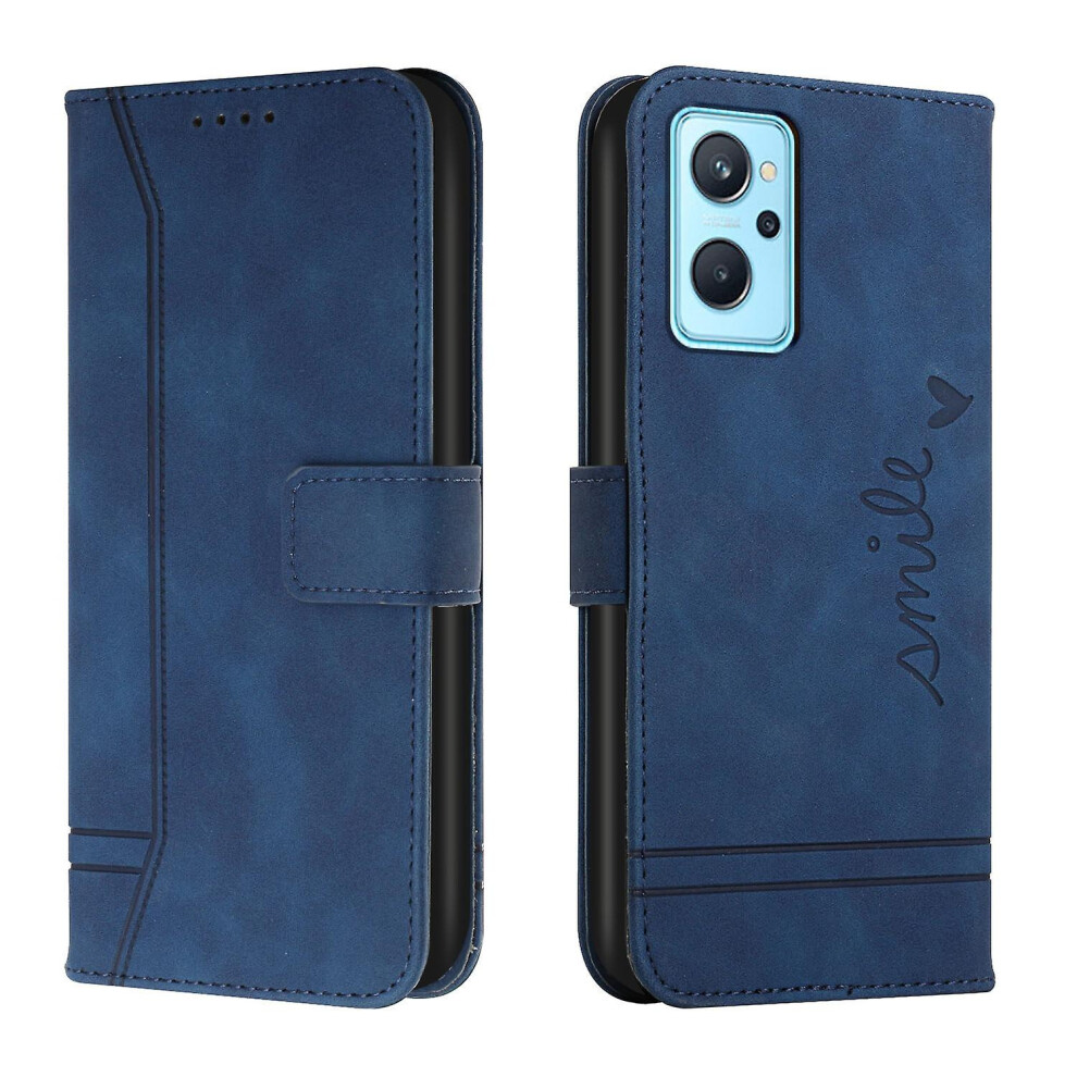 Leather Magnetic Closure Case With Flip Wallet Stand Function Cover Compatible Oppo Realme 9I: Blue 8337038350497