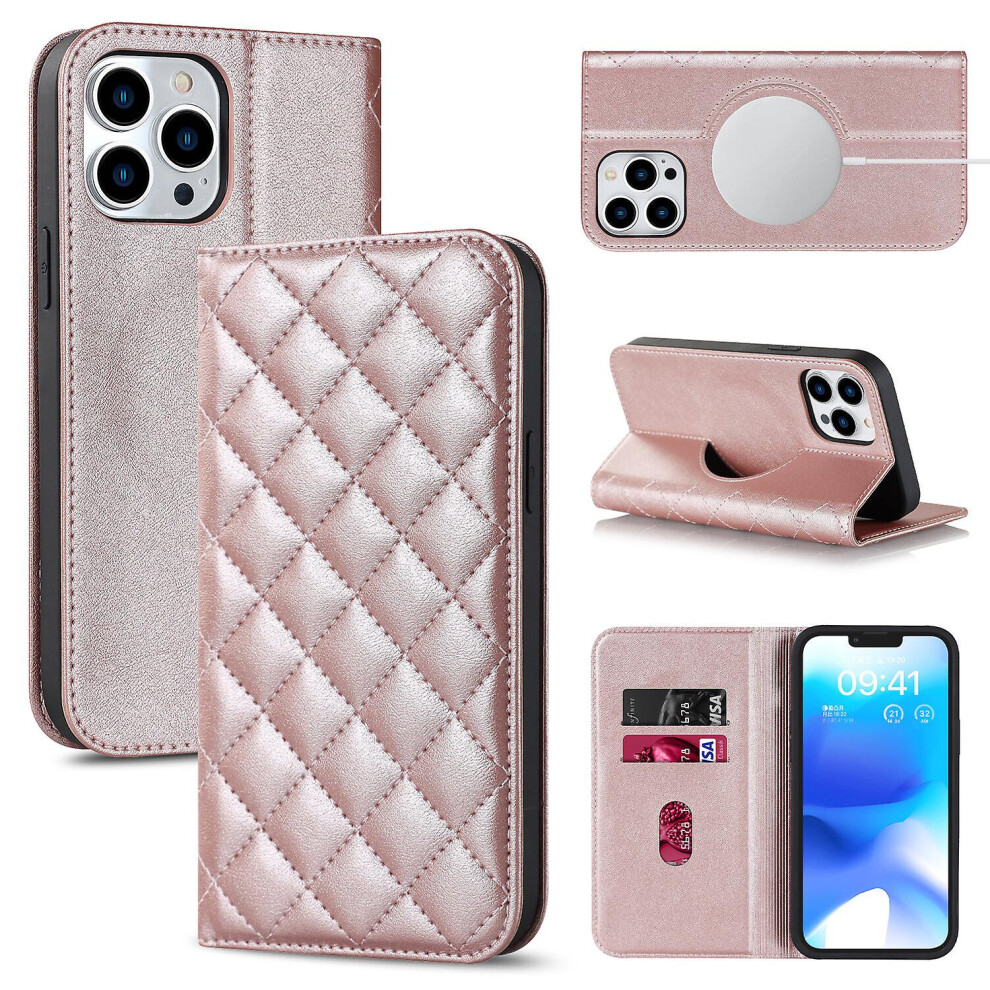 Compatible Iphone 13 Pro Max Case Leather Wallet Flip Phone Case With Magsafe: Pink 4106343414873