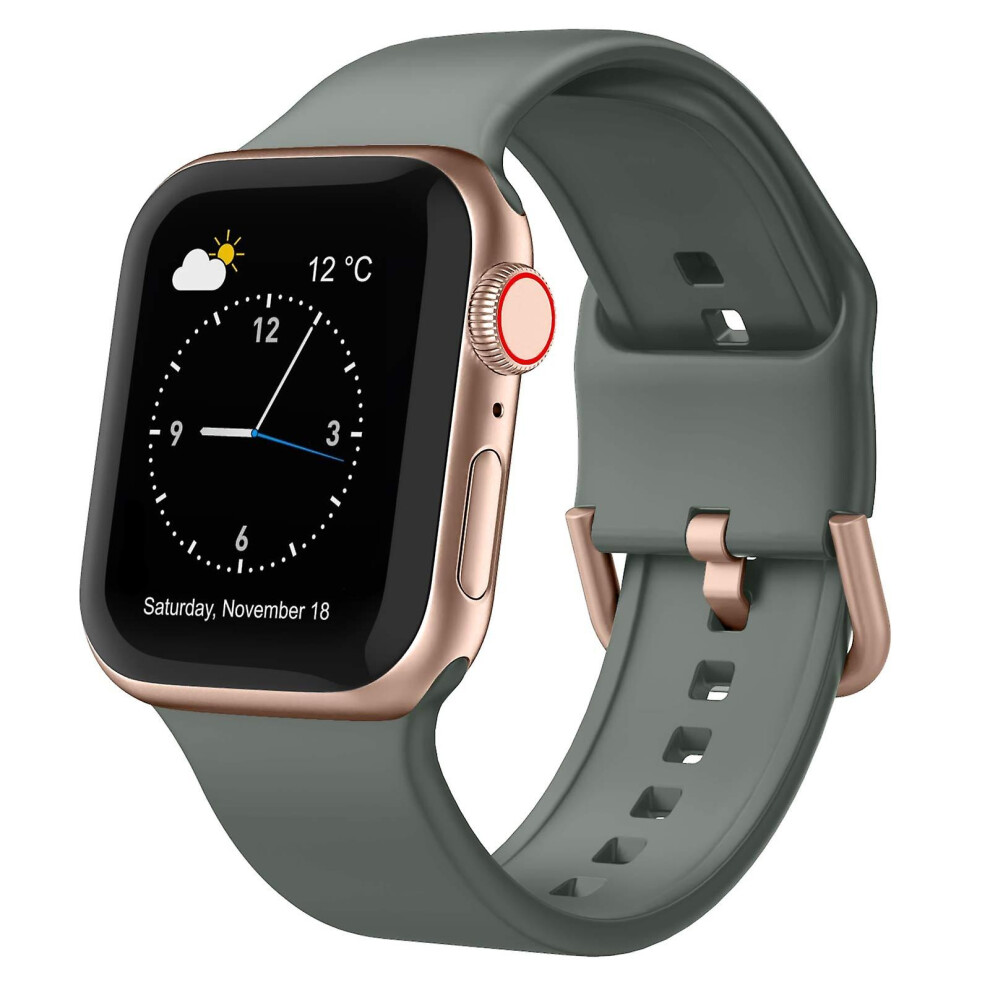 Compatible Apple Watch Series 8 45Mm Pin Buckle Silicone Watch Band:olive 5492993206531