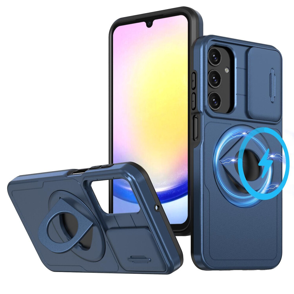 Compatible Samsung Galaxy A15 5G Camshield Magsafe Ring Holder Armor Phone Case: Blue 5484829342087