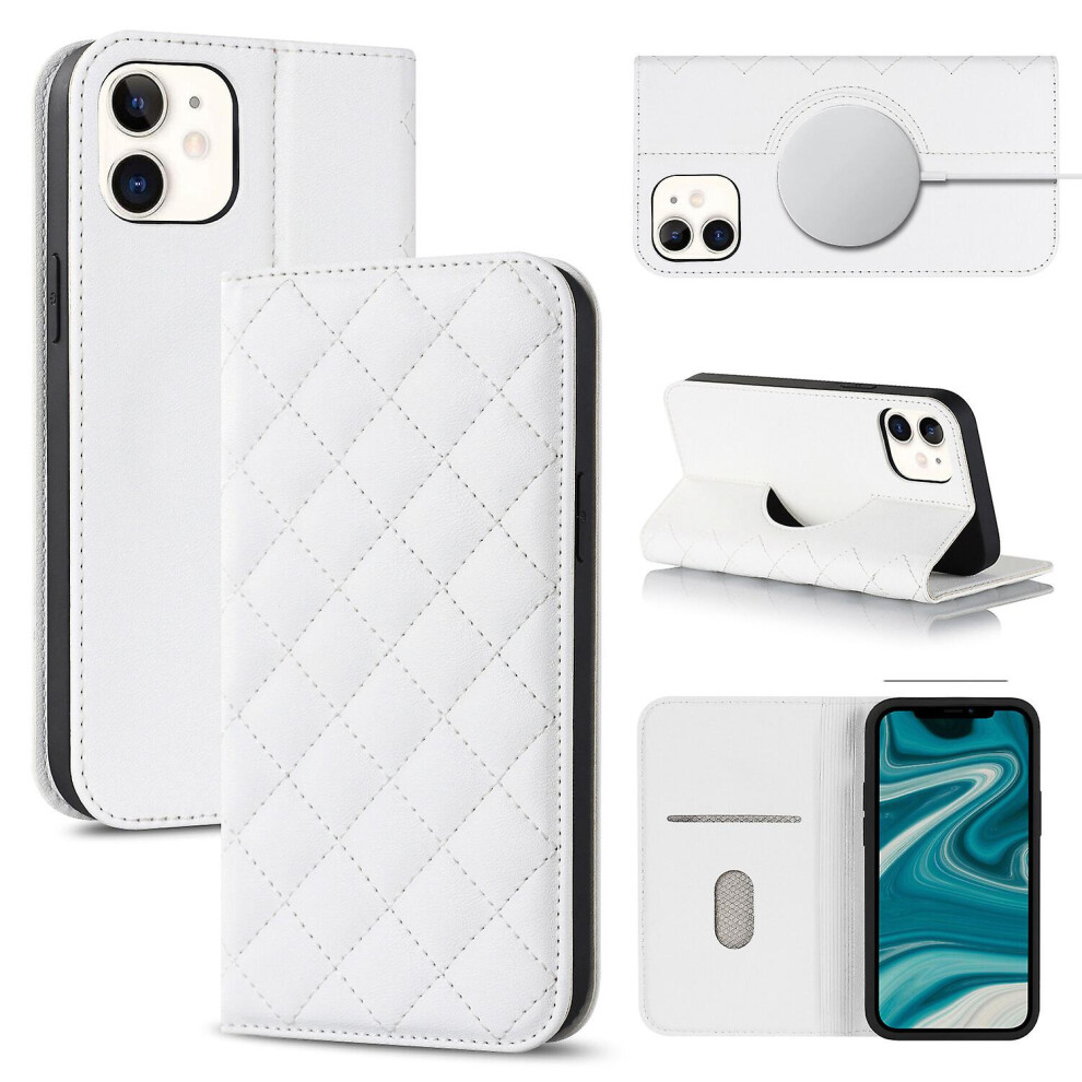 Compatible Iphone 12 Case Leather Wallet Flip Phone Case With Magsafe: White 3333213184302