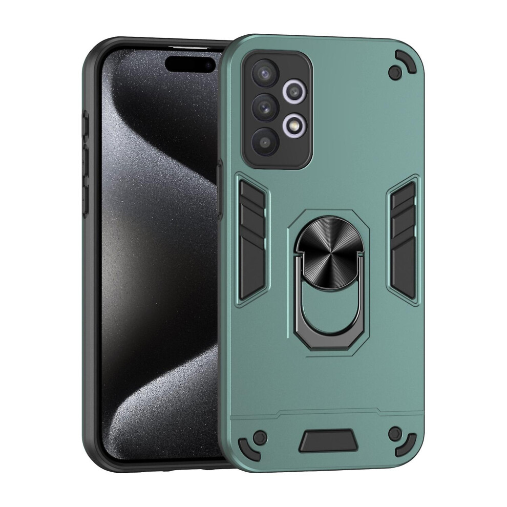 Compatible Samsung Galaxy A32 5G Shockproof Metal Ring Holder Phone Case: Green 3012855353078