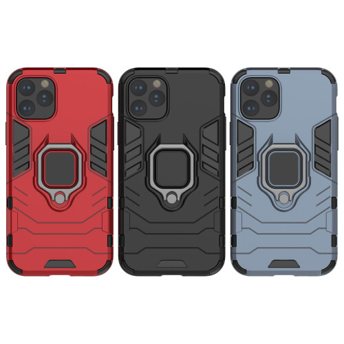 Shockproof Magnetic With Ring Stand Cover Case compatible iPhone11 Pro:Red