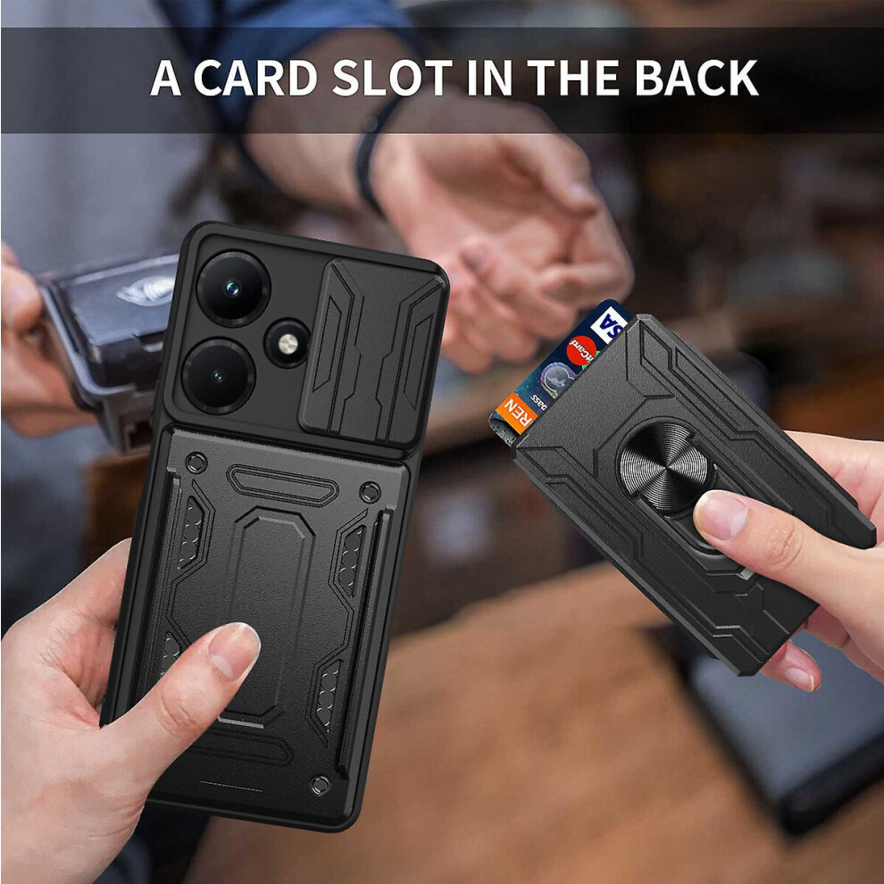 Magnetic Phone Case Compatible Infinix Hot 30I Slide Camera Lens Protection And Built In 360 Rotatable Ring Holder: Blue 8337038350633
