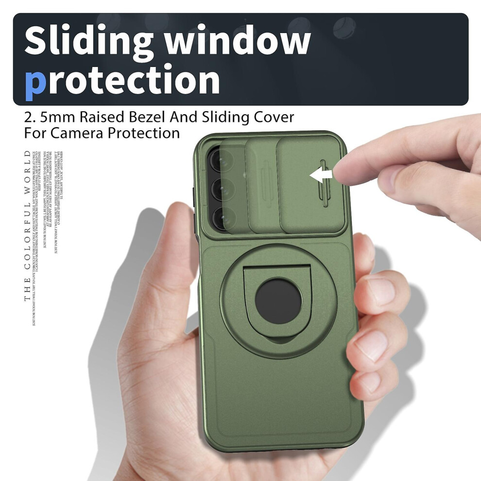 Compatible Samsung Galaxy A15 5G Camshield Magsafe Ring Holder Armor Phone Case:olive Green 5484829342117