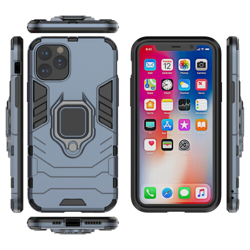 Shockproof Magnetic With Ring Stand Cover Case compatible iPhone11 Pro:Gray 1