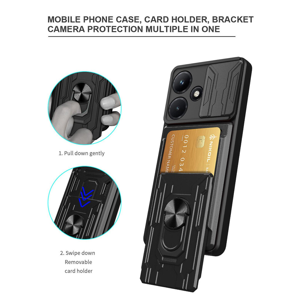 Magnetic Phone Case Compatible Infinix Hot 30I Slide Camera Lens Protection And Built In 360 Rotatable Ring Holder:dark Green 8337038350640