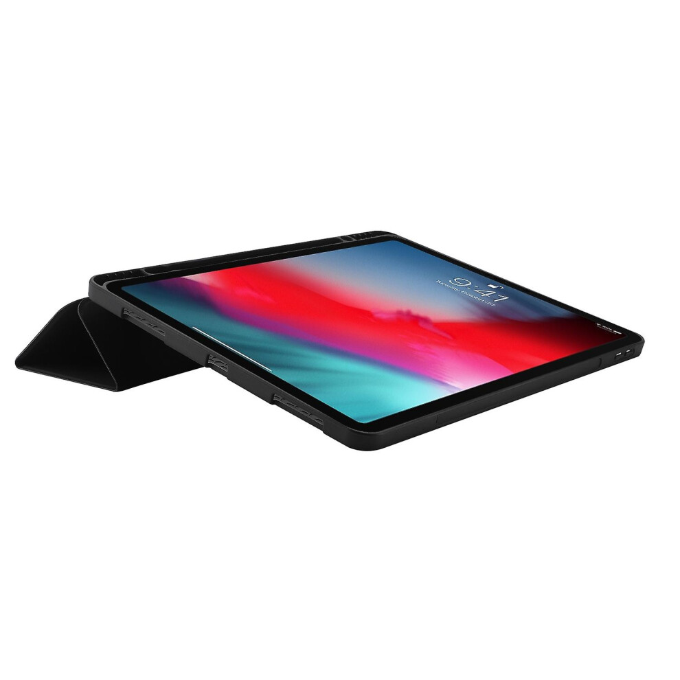 Compatible Ipad Pro 13 2024 Skin Feel Tri-Fold Leather Tablet: Black 5484829341912