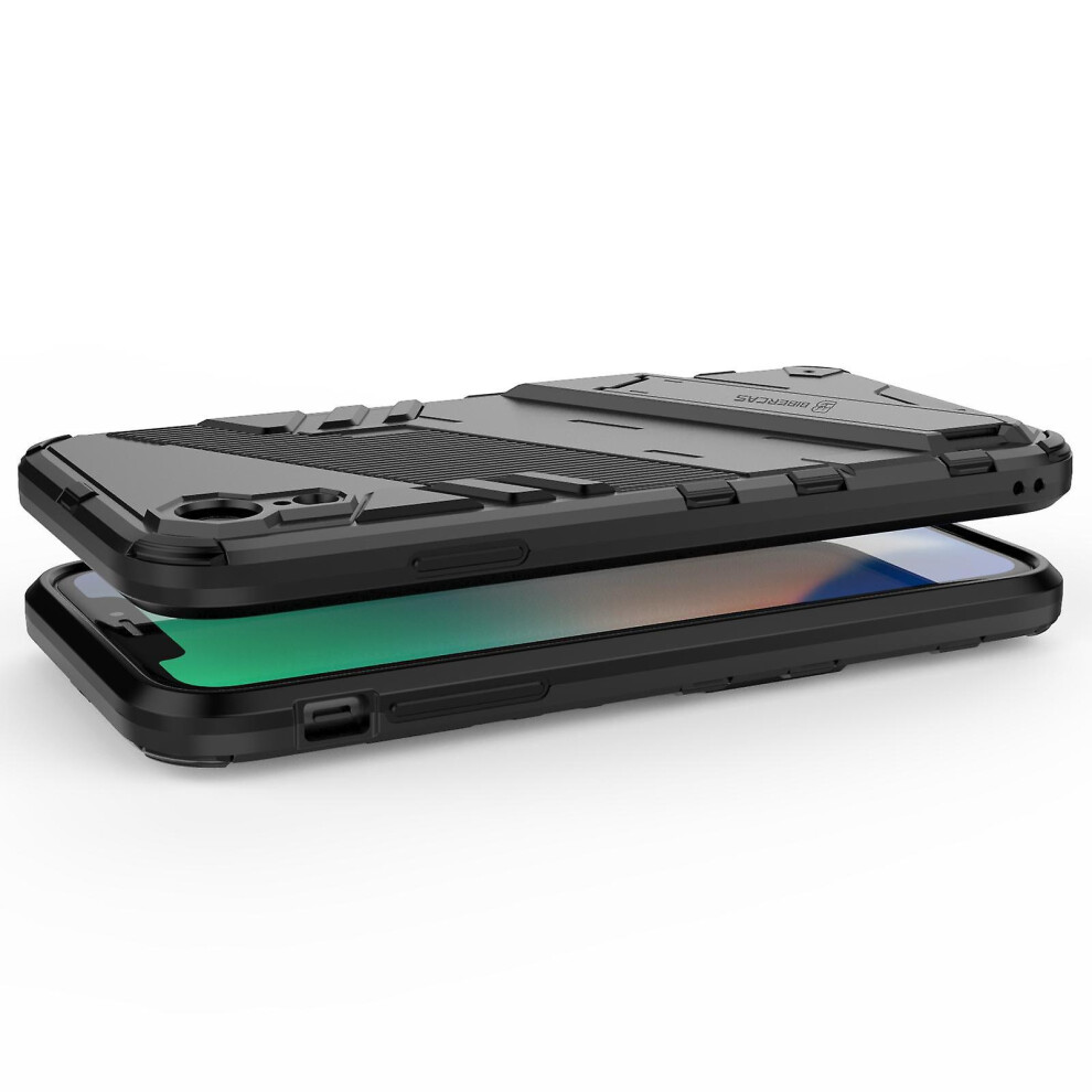 Slim Case Compatible Iphone Xr Shockproof Dual-Layer Stand Cover: Black 5207287341566