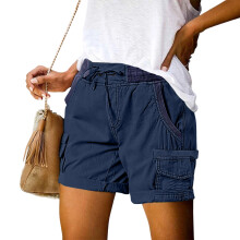 Women's Loose-fitting High Casual Four-Pocket-Navy blue L
