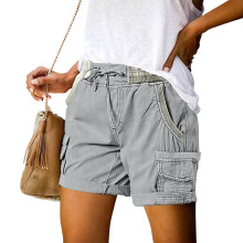 Women's Loose-fitting High Casual Four-Pocket-blue gray M