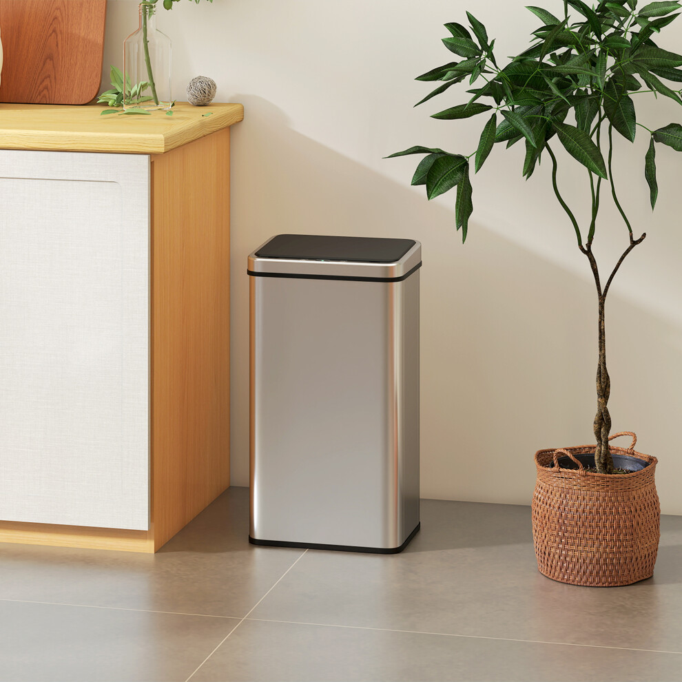 Homcom Kitchen Bin With Fast Motion Sensor, 50L Stainless Steel Sensor Bin