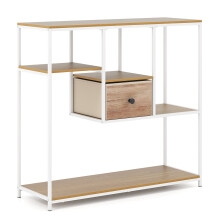 Mesa consola con almacenamiento, cajón de tela y estantes