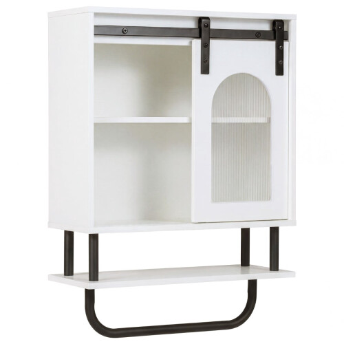 Mueble de baño de pared con toallero, blanco