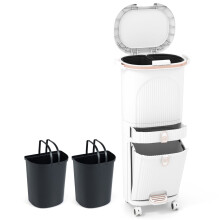Cubo de basura de cocina de 42 l con tapa y 3 compartimentos