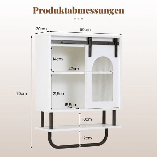 Mueble de baño de pared con toallero, blanco 1