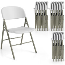 Sillas plegables de metal y plástico (paquete de 6), capacidad de 150 kg, color blanco