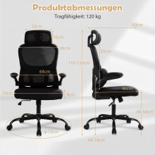 Ergonomische bureaustoel met lendensteun, zwart