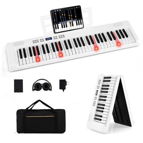Opvouwbaar elektronisch keyboard met 61 toetsen, MIDI en split-functionaliteit. 1