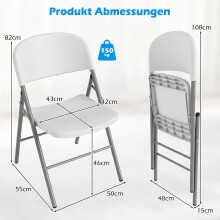 Set van 6 opklapbare stoelen, metaal en kunststof, draagvermogen 150 kg, wit