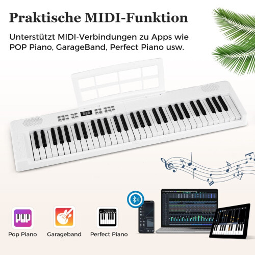 Opvouwbaar elektronisch keyboard met 61 toetsen, MIDI en split-functionaliteit. 2