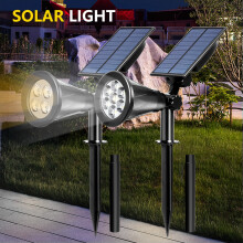 2PCS 7 LEDs Solar Lamp Solar Spotlights Light In Ground Light Waterproof White Light