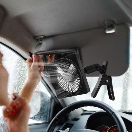 Ventilateur Auto Noir ABS Rotation Réglable Support 2