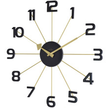 Acctim Astraea Large Wall Clock Quartz Brass Effect Metal Spokes GoldBlack 50cm