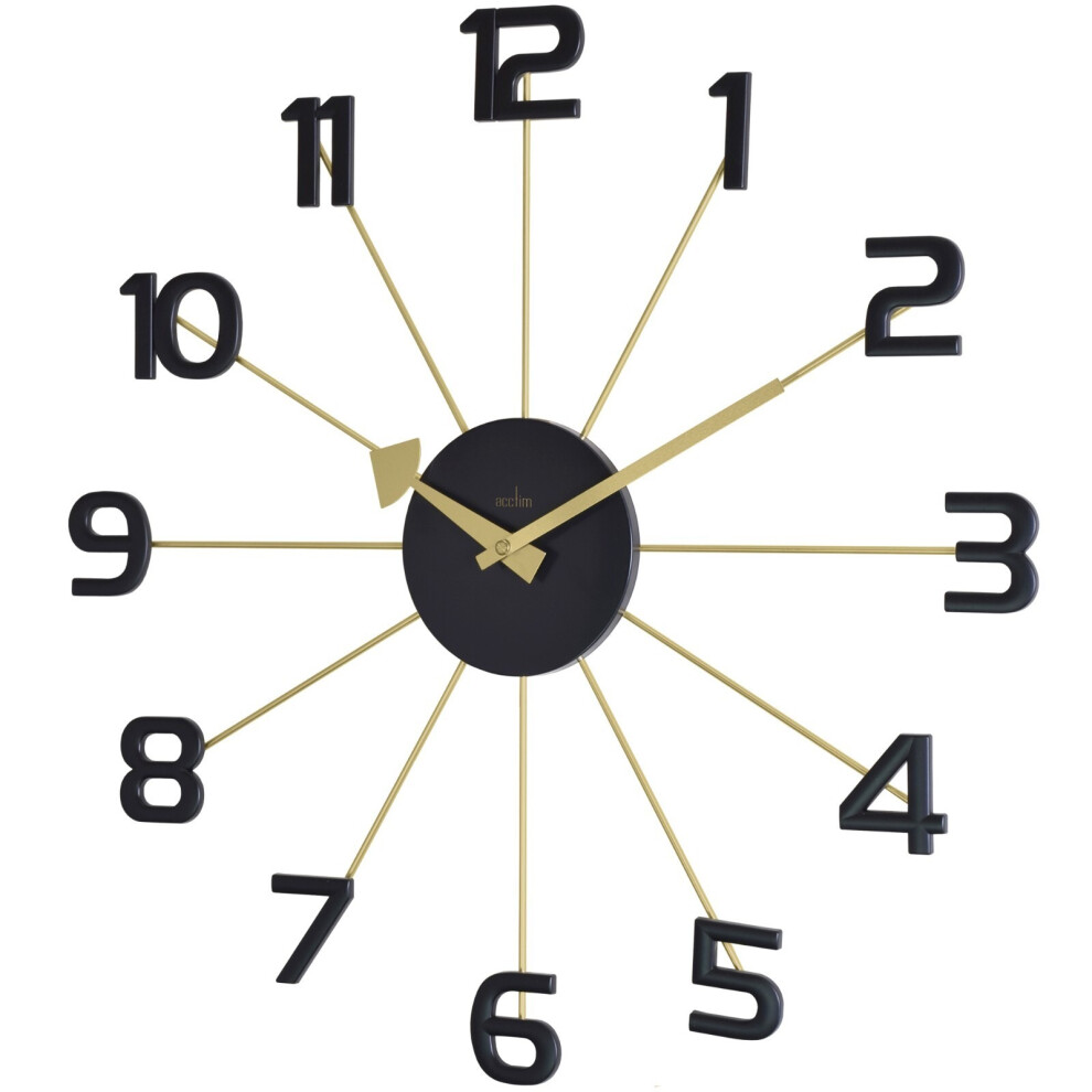 Acctim Astraea Large Wall Clock Quartz Brass Effect Metal Spokes 50Cm Gold/Black
